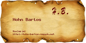 Hohn Bartos névjegykártya